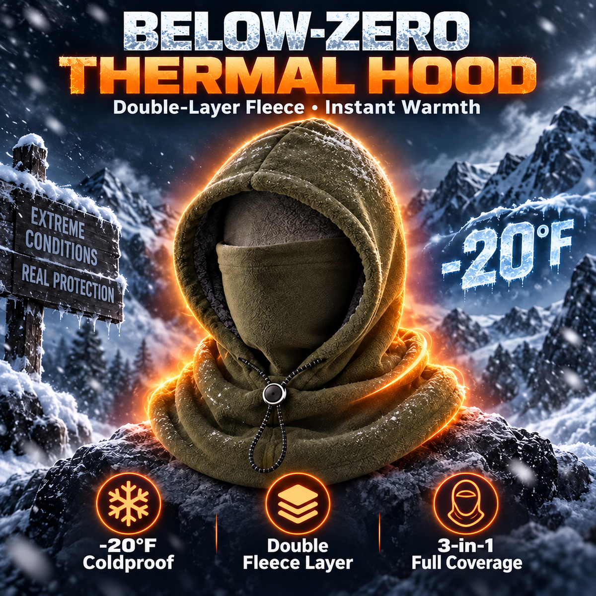 ❄️Keep Your Head, Face & Neck Warm with One Fleece Hood