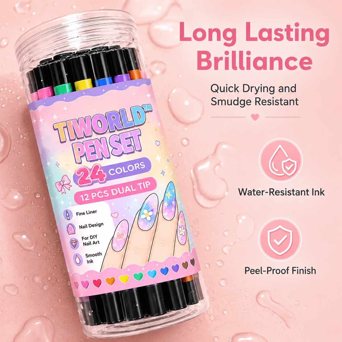 Tiworld™ 24-Color Dual-Tip Nail Painting Pen Set – Silkanna